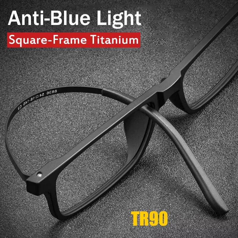 Lunettes de lecture en titane pur pour hommes et femmes, TR90, Anti-rayon bleu, monture complète, po