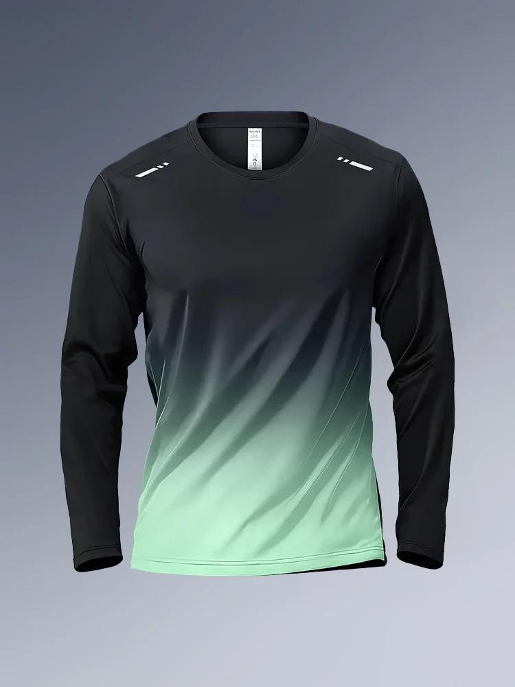 T-shirt à manches longues pour hommes, vêtements de Fitness, printemps-automne, vêtements à séchage