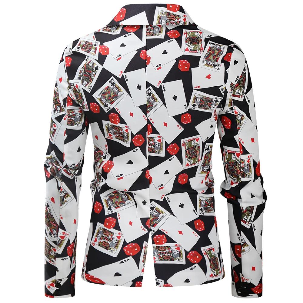 Hommes Blazer Veste manteaux cartes à jouer Poker impression 3D Robe De soirée Costume Homme De Luxe