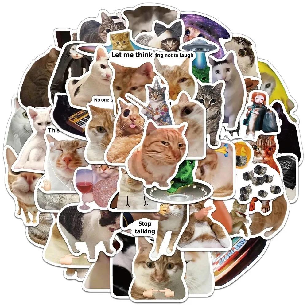 50pcs mignon drôle animaux chat Meme autocollants Kawaii dessin animé décalcomanies enfants jouets o