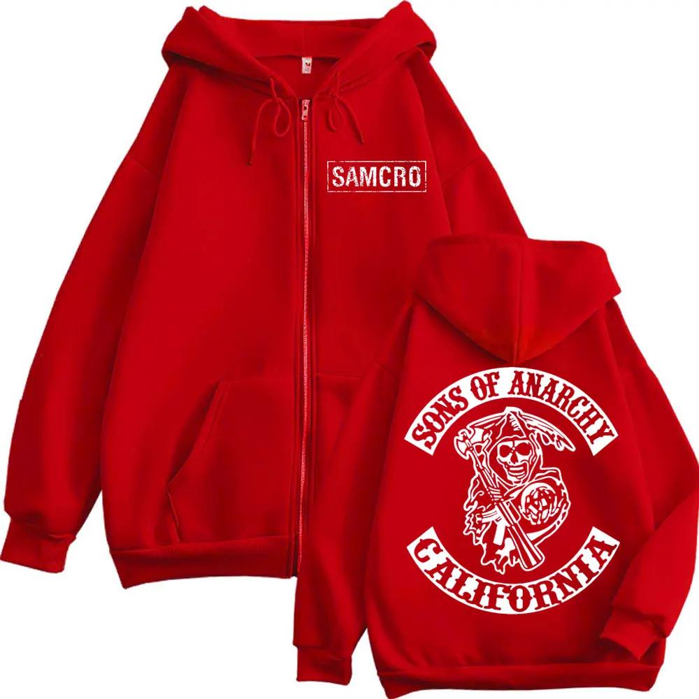 Sons of Anarchy – sweat à capuche avec fermeture éclair imprimée Double face pour hommes et femmes,