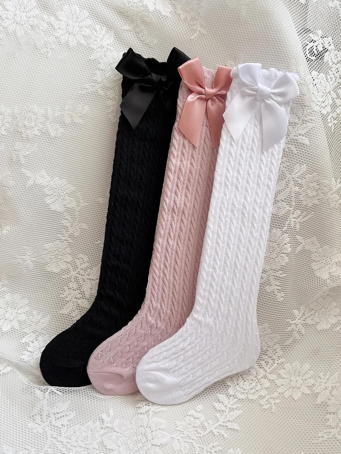 3 paires de chaussettes longues au-dessus du mollet pour filles