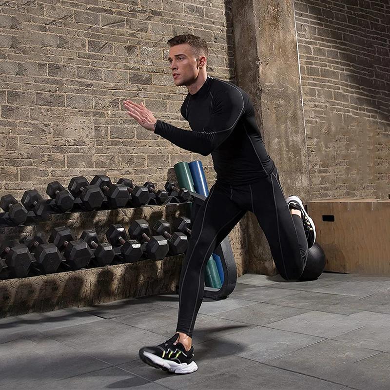 Compression t-shirt hommes à manches longues musculation Sport t-shirts décontracté séchage rapide g