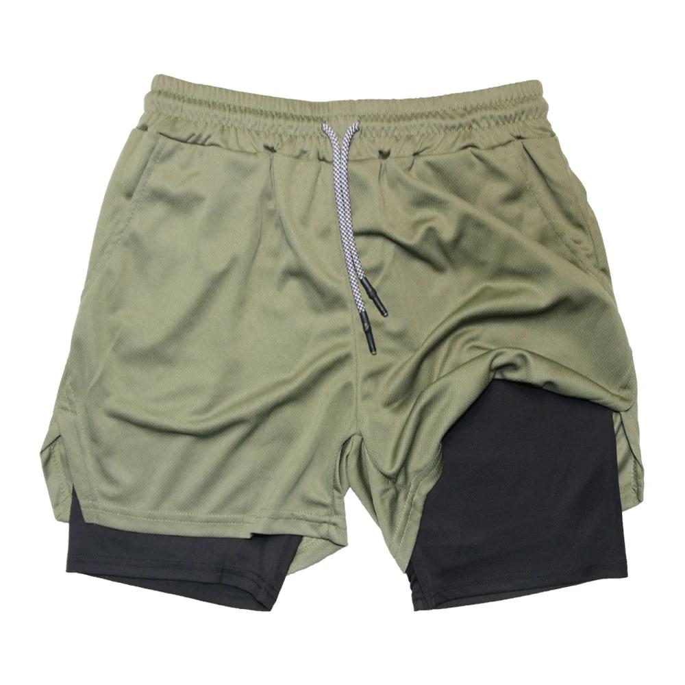 Short de Fitness Double couche pour hommes, short de sport 2 en 1, séchage rapide, entraînement, Jog