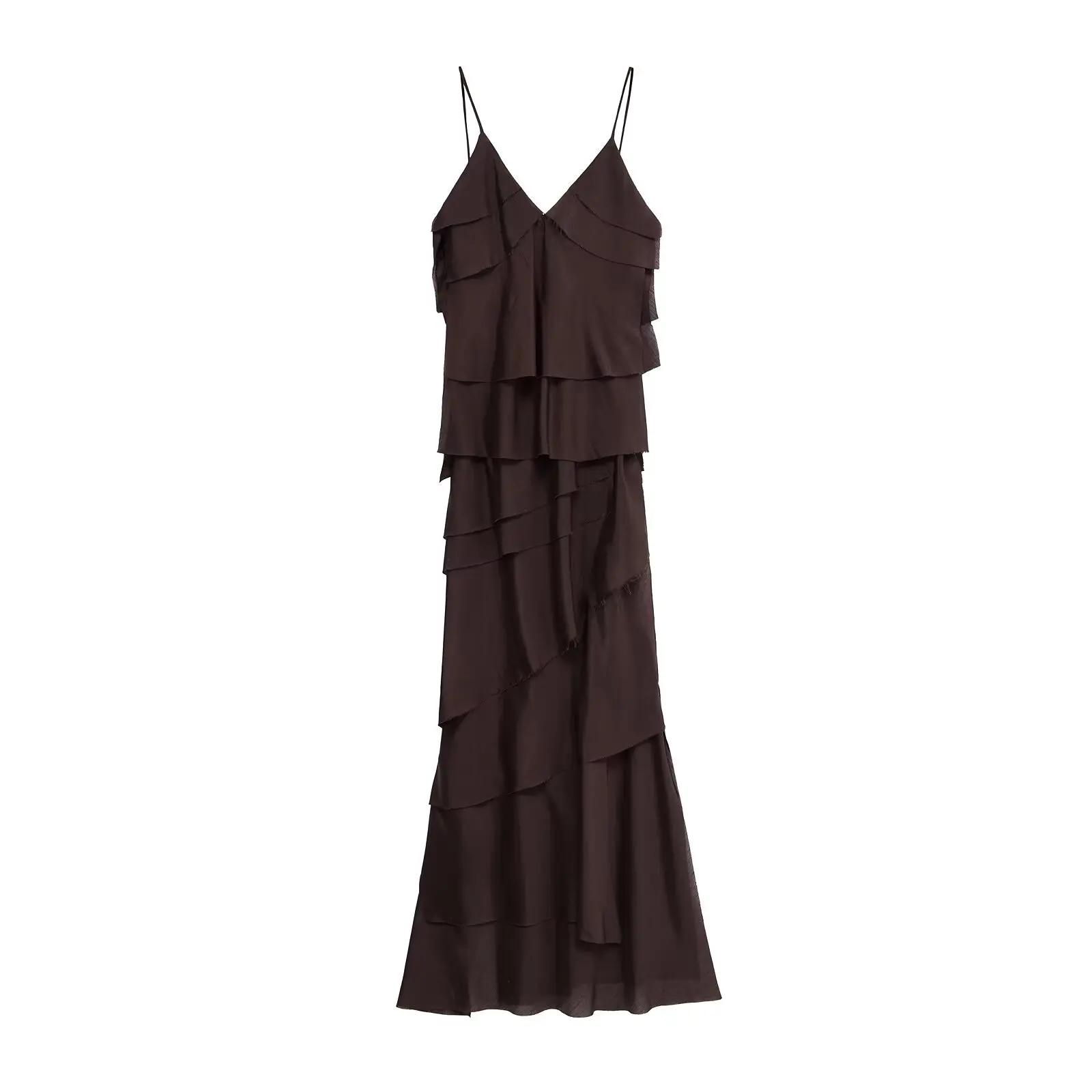 Nouveau 2025 femmes volants en mousseline de soie Maxi robe dos nu fendu Sexy Porm robe rouge longue