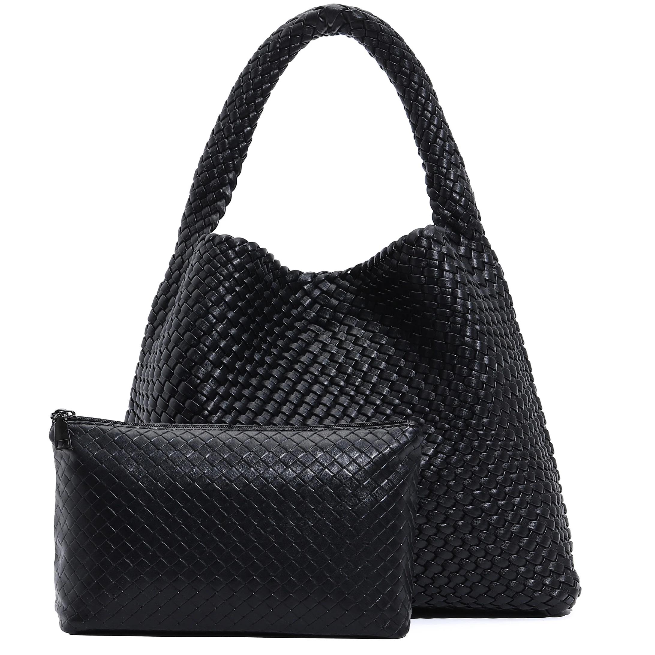 Grand sac fourre-tout tissé pour femme avec pochette, sac à bandoulière tendance, sac hobo sous le b