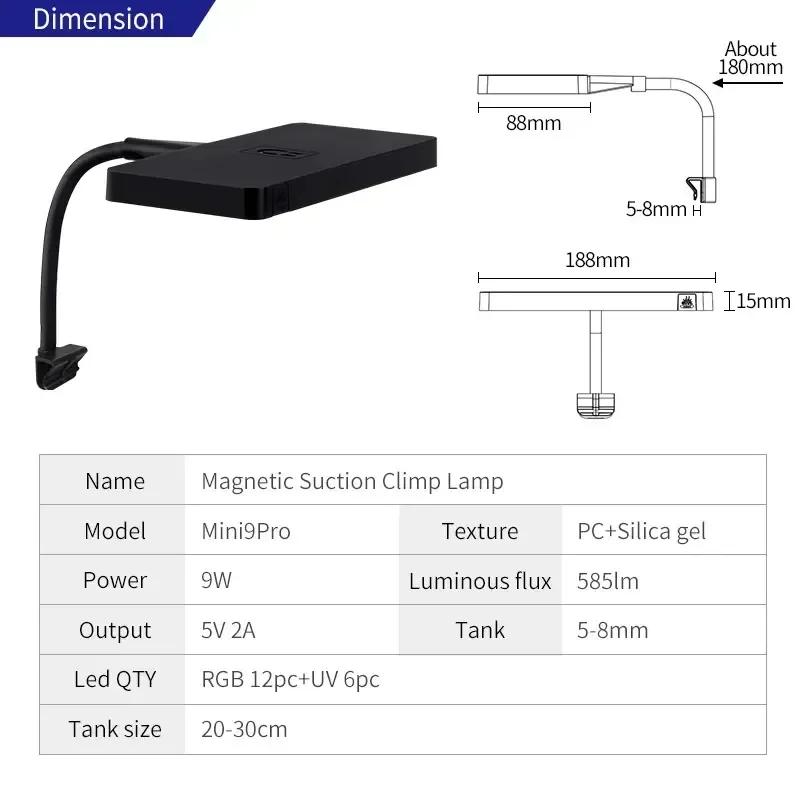 WEEK AQUA USB lumière d'aquarium plante grandir spectre complet LED écologie Microlandspape lumière