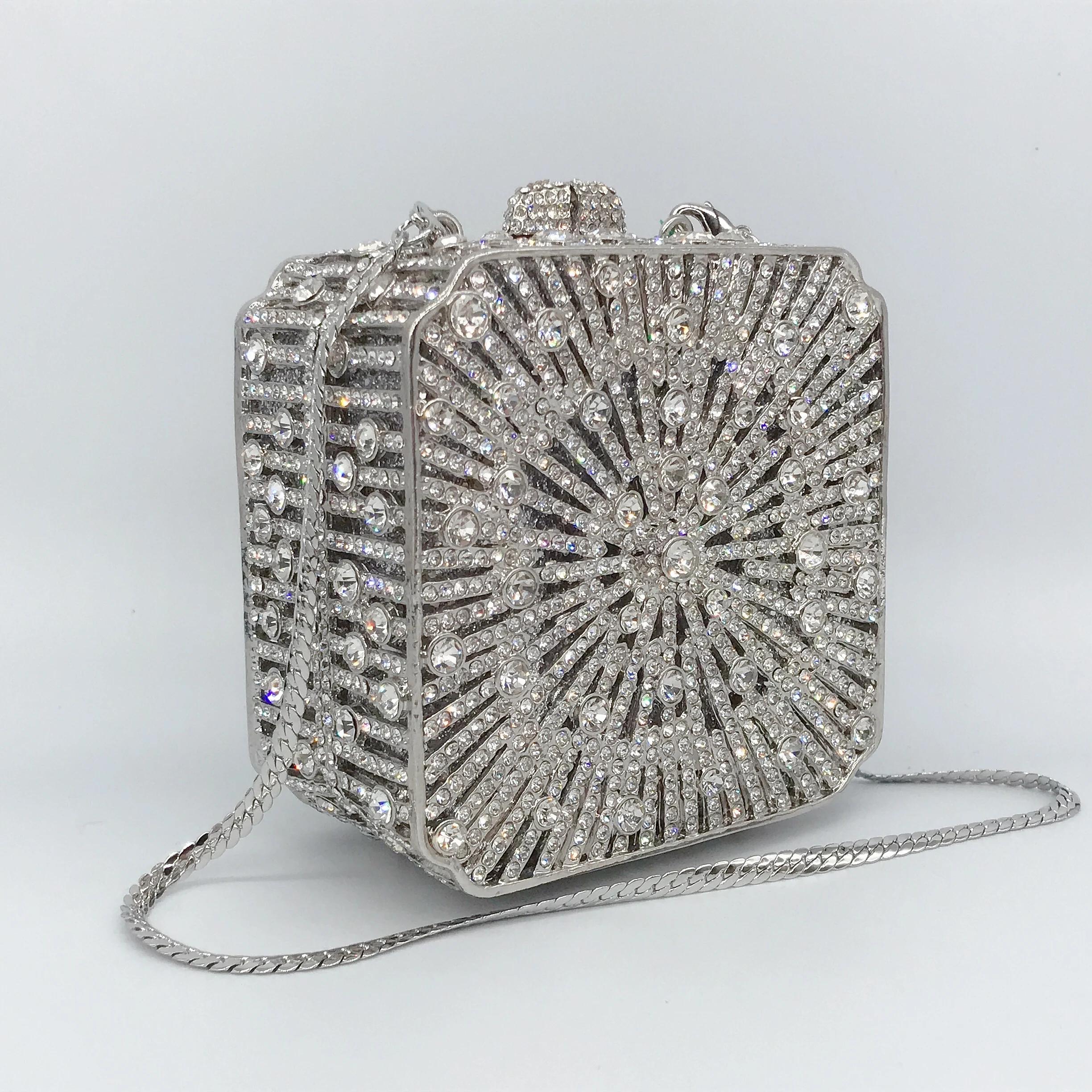 Pochette pour femmes, petite boîte carrée, sac de soirée en cristal strass à couverture complète, sa