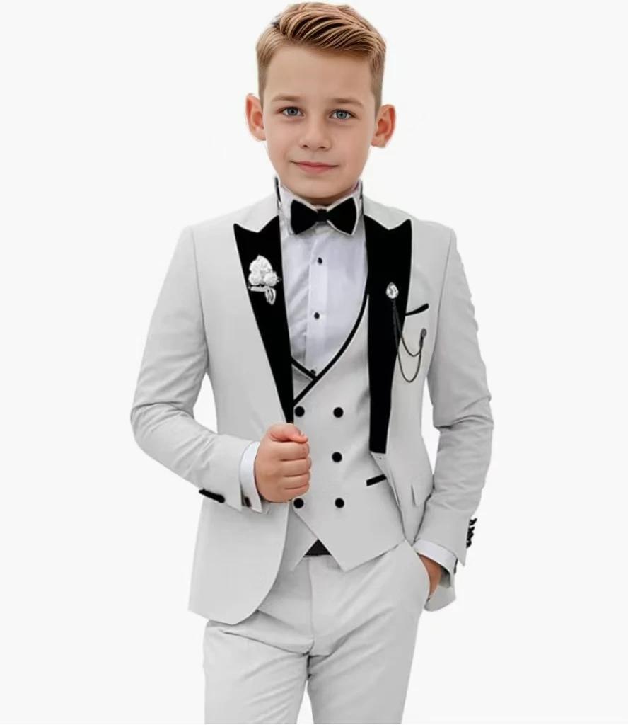 Costume de smoking pour enfants, ensemble de costume élégant pour garçons de 3 à 16 ans, 3 pièces, c