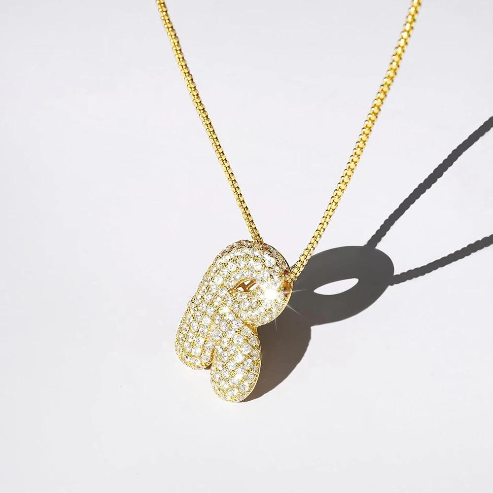 Collier avec initiale en zircon CZ scintillant pour femme, chaîne en forme de boîte, plaqué or, pend