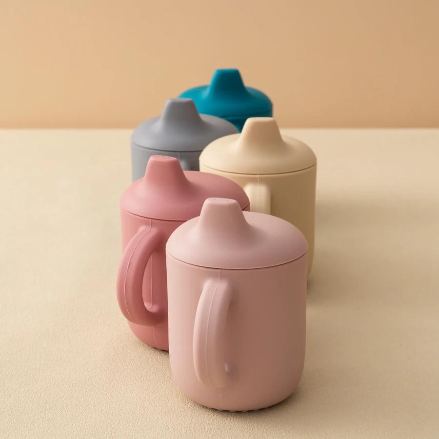 Tasse de paille en Silicone pour bébé, 1 pièce, deux couvercles, sans BPA, stockage Portable, conten