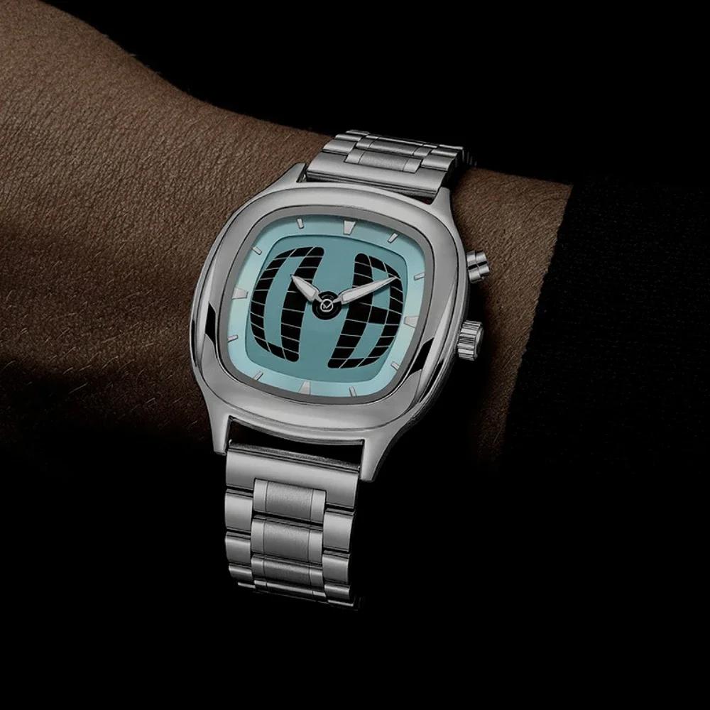 Montre à Quartz rouge couleur carré Y2K pointeur numéro double affichage en acier personnaliser mont