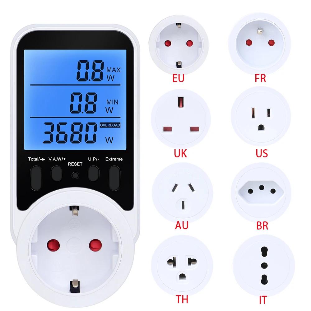 Prise de compteur de puissance ca, affichage LCD, wattmètre, testeur d'énergie, KWH, mesure du conso