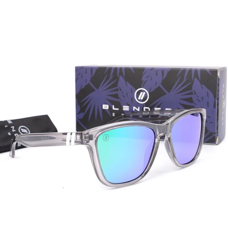 Blender-Lunettes de soleil miroir bleu pour hommes, verres polarisés à rayons UV, vintage, mode, car