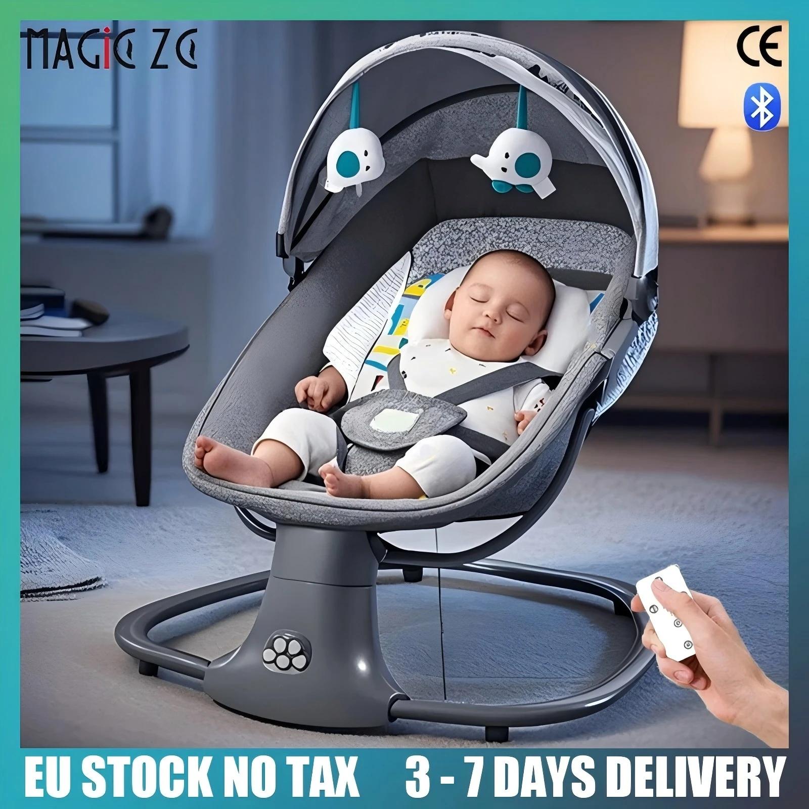 Berceau électrique pour bébé, moustiquaire, musique Bluetooth, chaise à bascule, télécommande multif