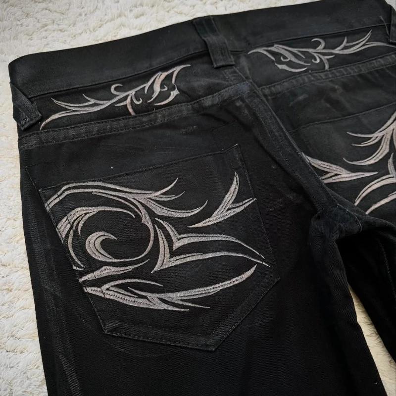vintage X ray épilation tribal broderie hommes jeans évasés gothique haute rue unisexe punk slim fit