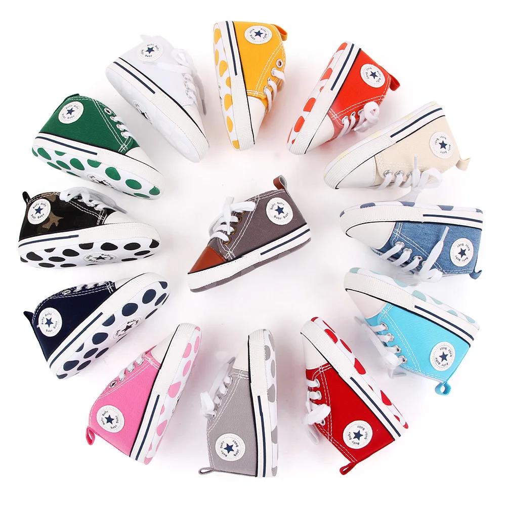 Baskets classiques en toile pour bébé, chaussures de marche coordonnantes, semelle souple, premiers