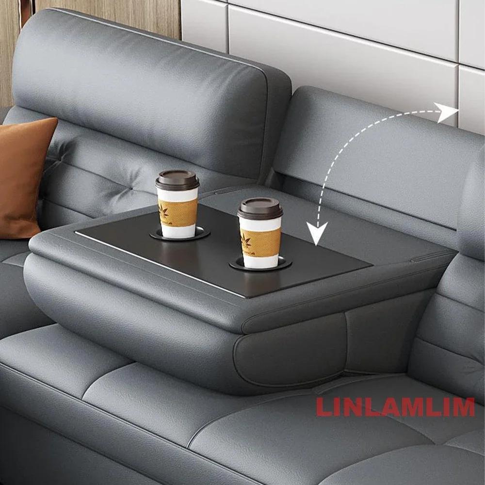 MINGDIBAO Canapé-lit sectionnel avec rangement, canapé inclinable en cuir véritable, canapé-lit conv