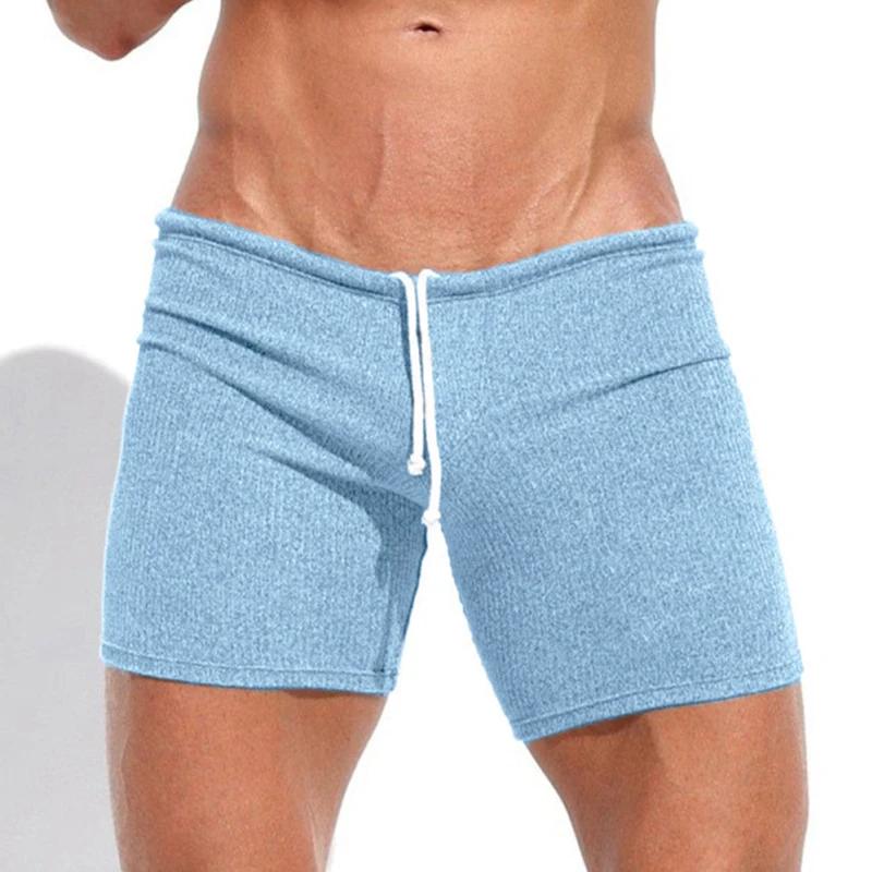 Short d'été pour hommes, décontracté, respirant, avec cordon de serrage, couleur unie, maillots de b
