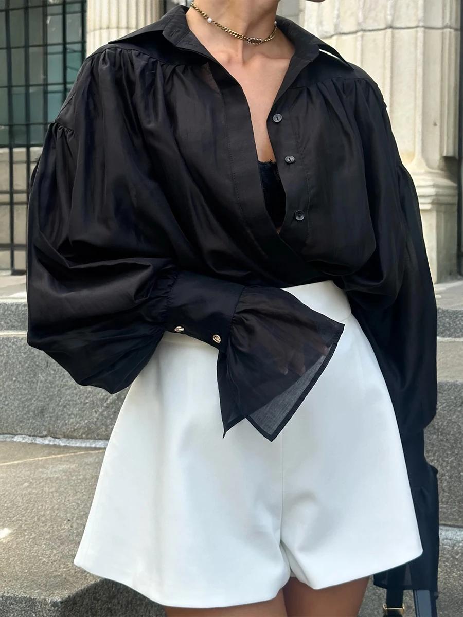 Bornladies-Chemise à manches évasées pour femme, vêtement de bureau, polyvalent, à la mode, couleur
