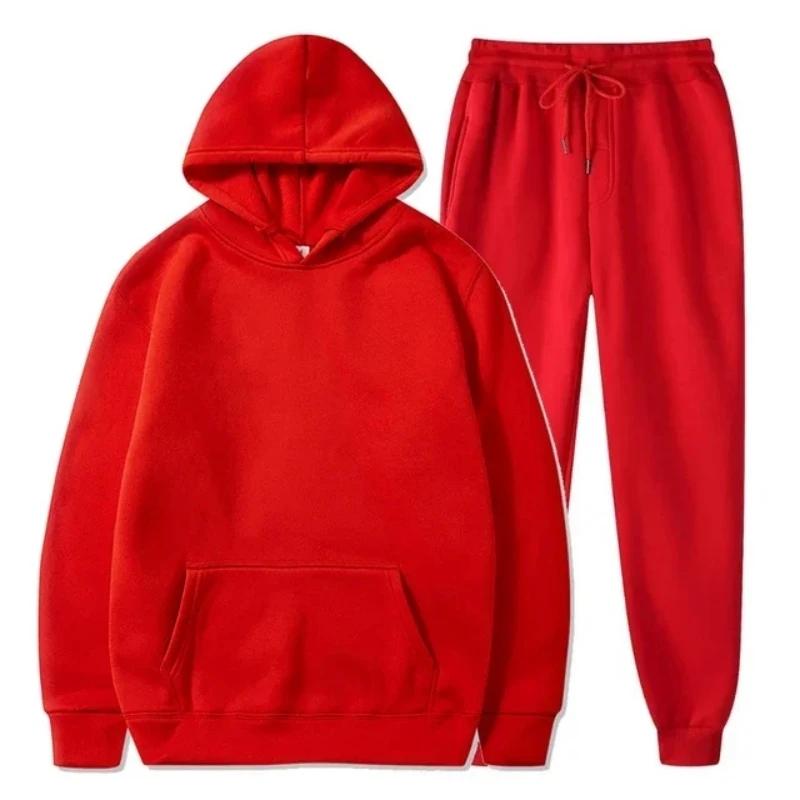 Sweat à capuche en polaire de base et pantalons de survêtement Ensemble hommes survêtement ensemble
