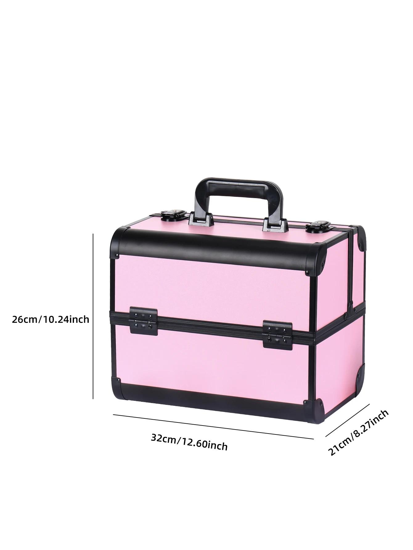 Boîte de Train de maquillage avec 4 plateaux réglables professionnels, boîte de rangement de maquill