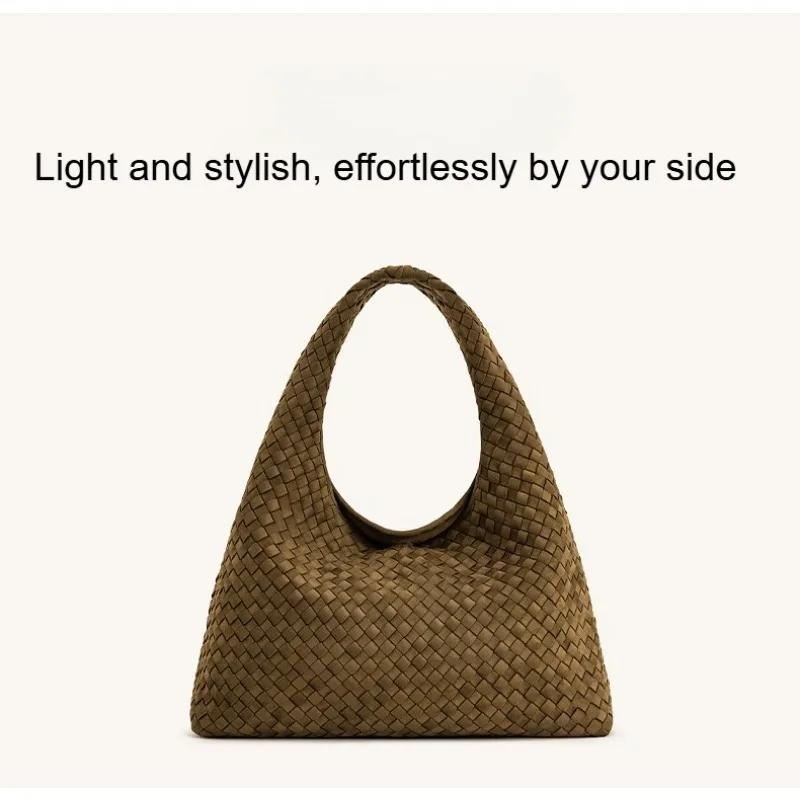 Sac à main femme grand format en similicuir tressé rétro Laura 2026 JWPEI, sac bandoulière croissant
