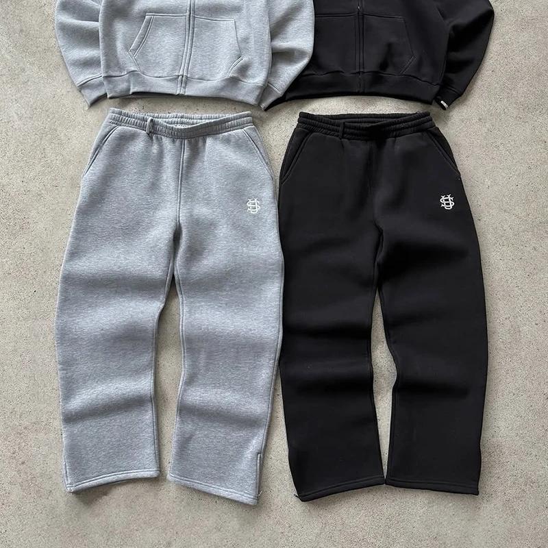 Pantalon de survêtement avec cordon de serrage et fermeture éclair, couleur unie, décontracté, Hip-H