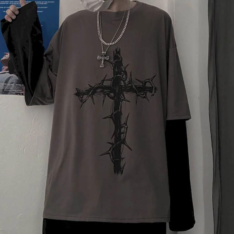 Hommes t-shirts automne hommes vêtements anime décontracté à manches longues surdimensionné Y2K T-Sh