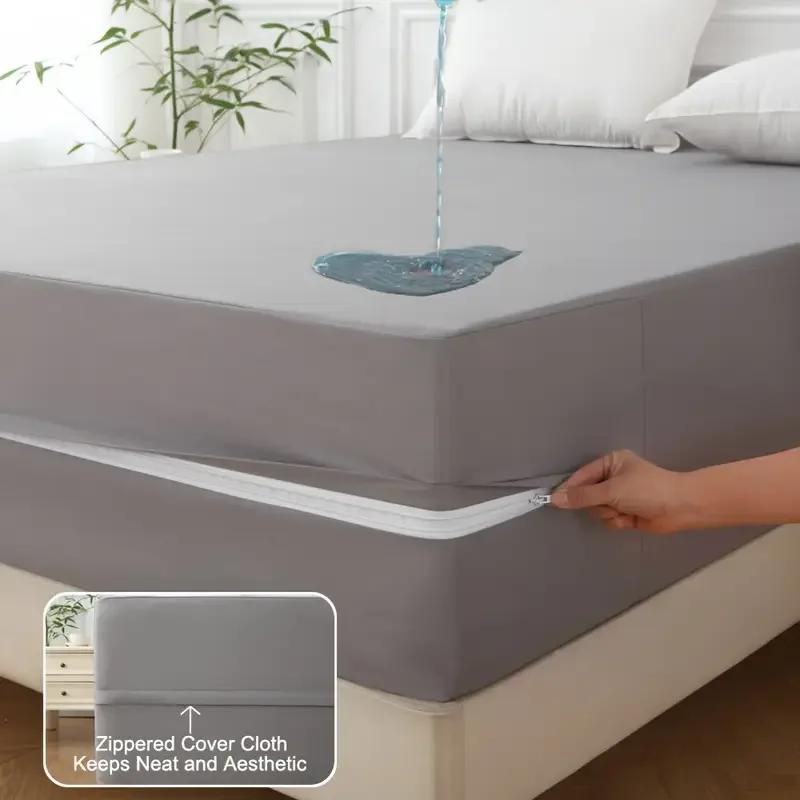 Protecteur de matelas imperméable à 6 côtés, enveloppe de matelas anti-poussière avec fermeture écla