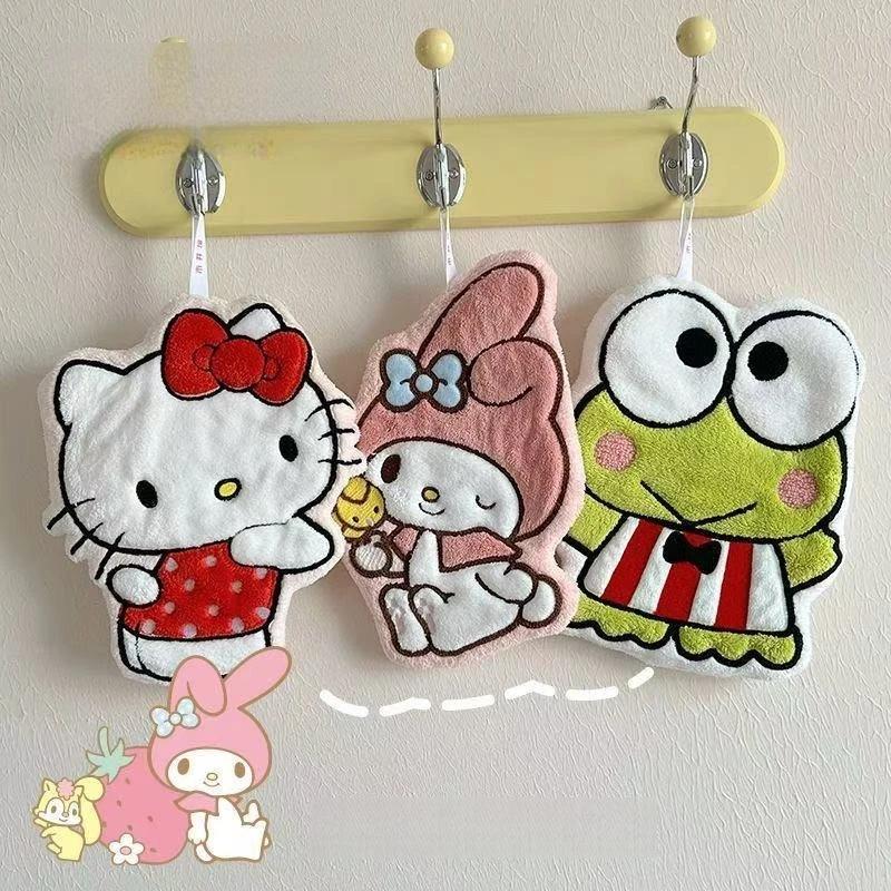 Serviette à main Sanrio Hello Kitty en velours corail, absorbante, à suspendre, accessoire décoratif