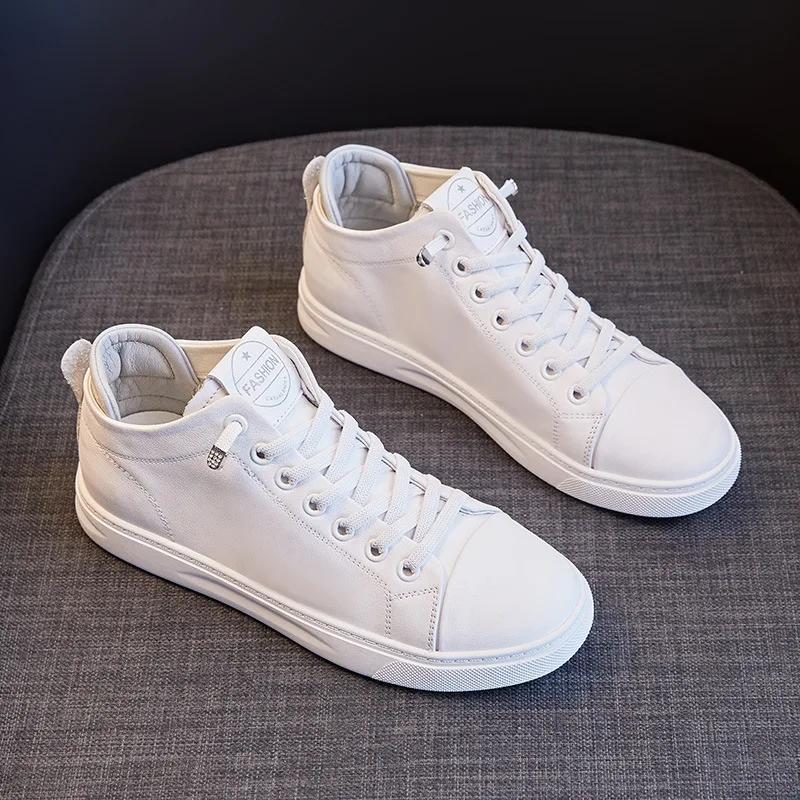 Printemps été chaussures femmes baskets en cuir véritable blanc chaussures peau de vache mode dames