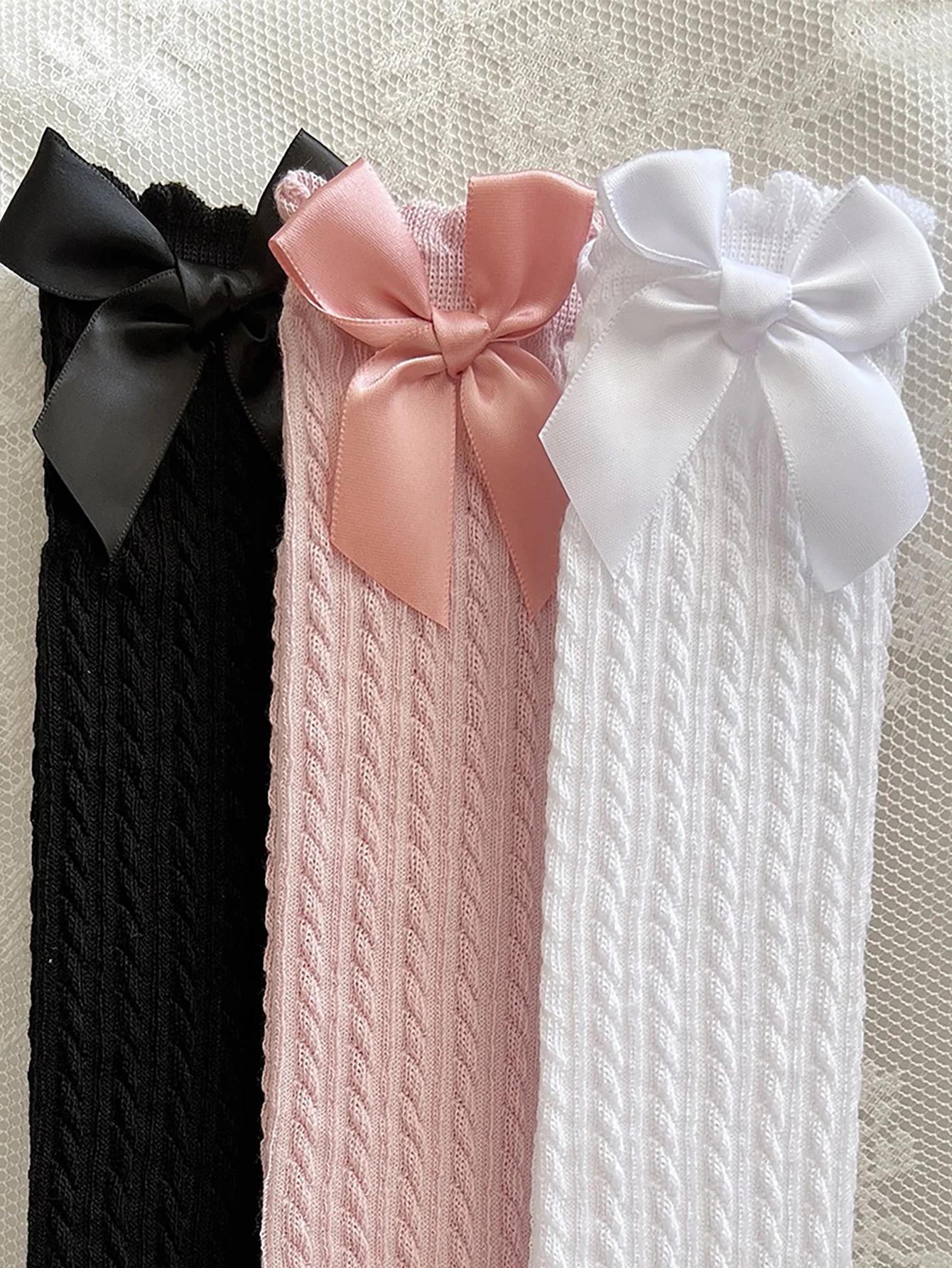 3 paires de chaussettes longues au-dessus du mollet pour filles