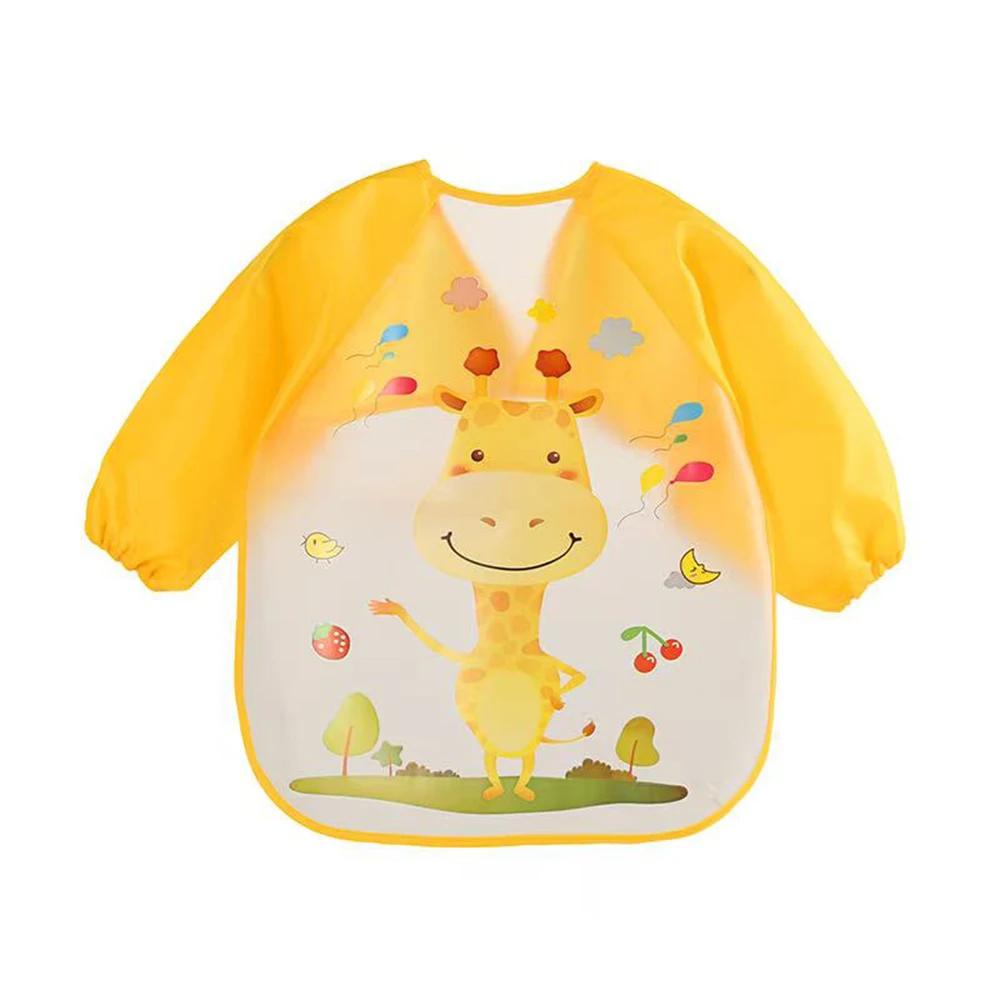 Bavoir anti-salissures pour bébé de 0 à 3 ans manteau à manches longues avec sangle doux mignon moti