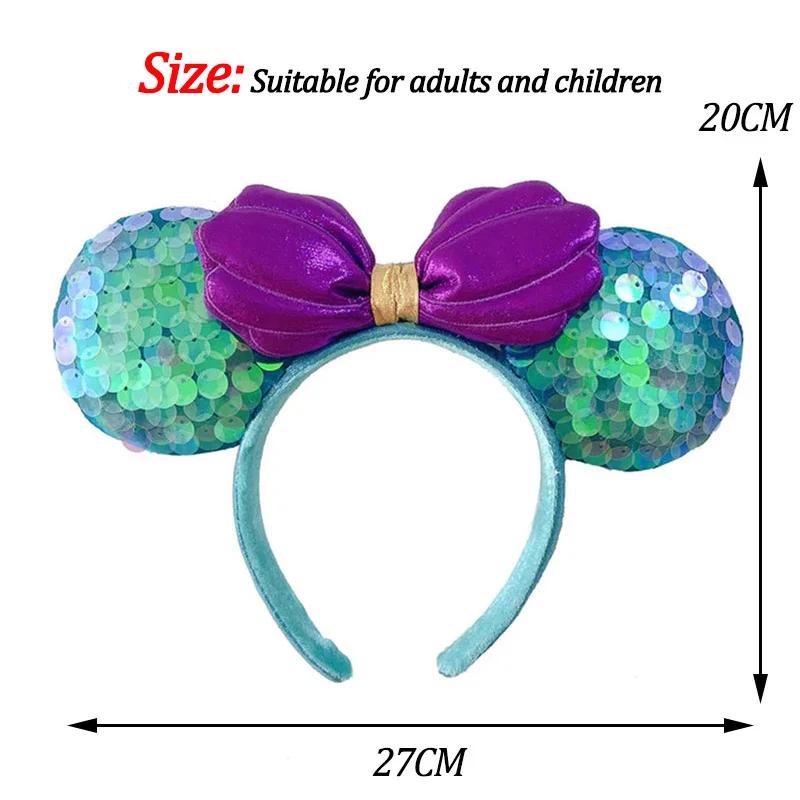 Bandeau oreilles de Mickey Disney Original, Shanghai Disneyland Minnie, bandeau en cuir, nœud à pail