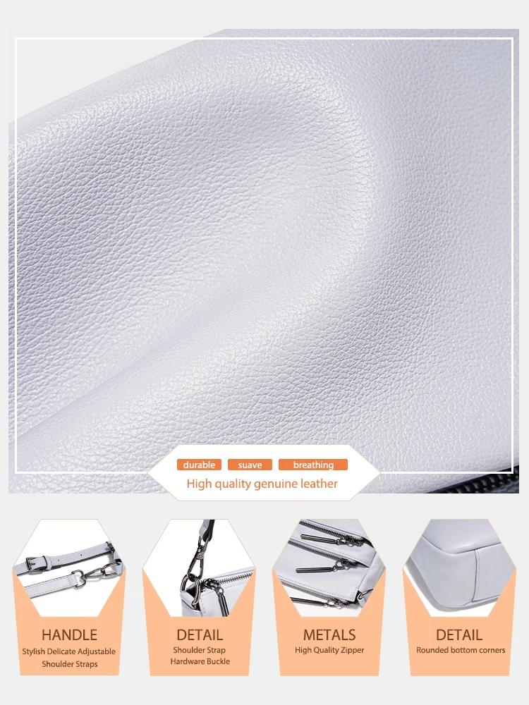 Zency – petit sac à main simple pour femmes, en cuir véritable, grande capacité, sac à bandoulière d