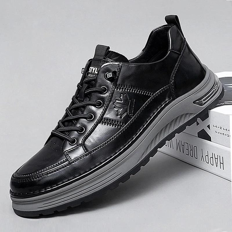 Chaussures pour hommes en cuir véritable italien nouvelles chaussures décontractées à lacets marque