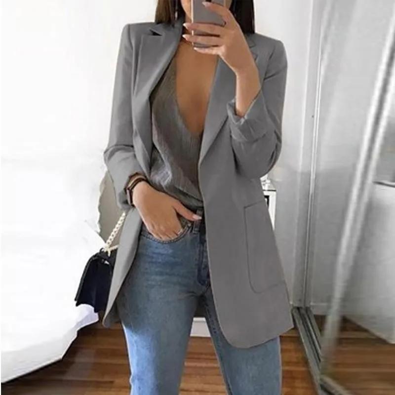 Nouveau style 2026 – Blazer décontracté vintage pour femme avec poches, coupe ajustée, manches longu