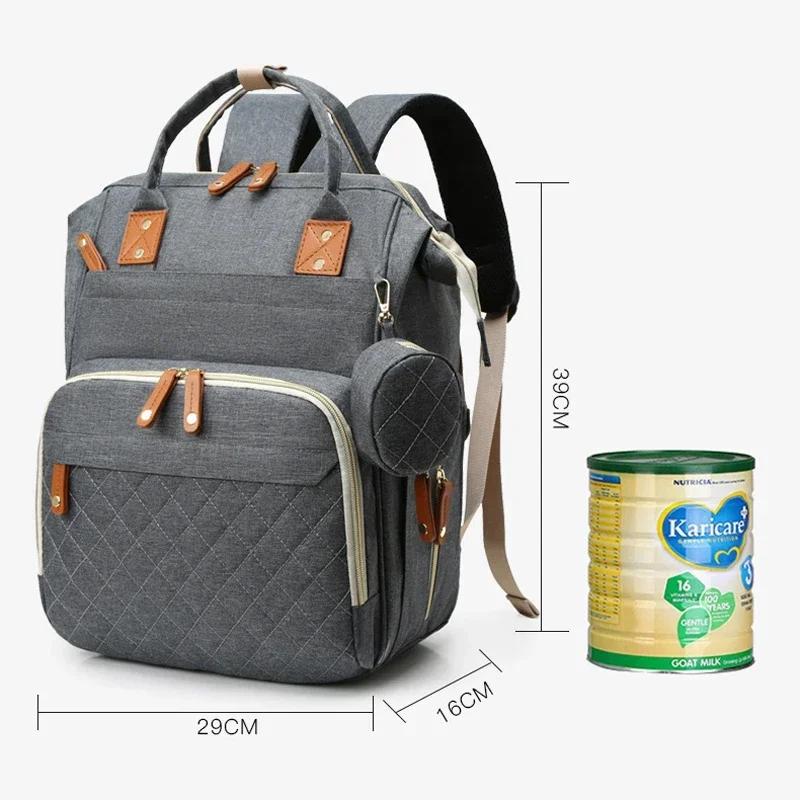 Sac à langer 3 en 1, sac à dos pliable, lit bébé, sac de voyage imperméable avec chargeur USB, sac à