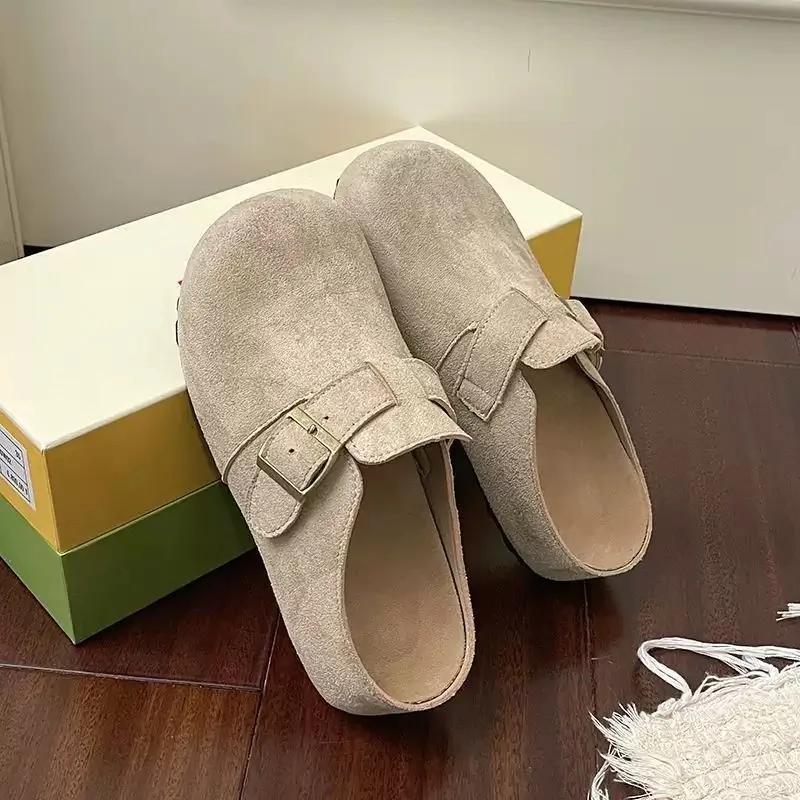 Mocassins confortables à enfiler pour femmes et hommes, chaussures à semelle en liège, bout fermé, e