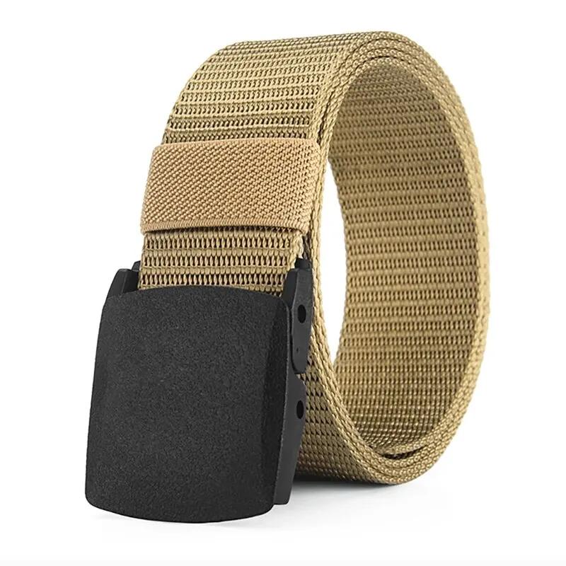 Ceinture en toile décontractée pour hommes et femmes, ceinture d'entraînement en nylon sans métal av