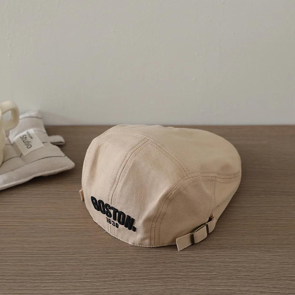 Béret brodé lettre pour bébé, couleur unie, style hip-hop, casquette d'artiste pour tout-petit, casq