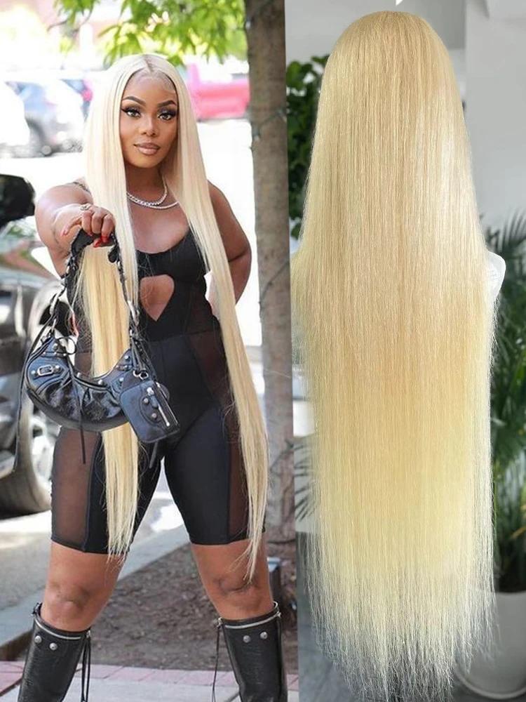 Perruque Lace Wig naturelle lisse blond 613, 13x6, 13x6, densité 180%, haute qualité, pour femmes