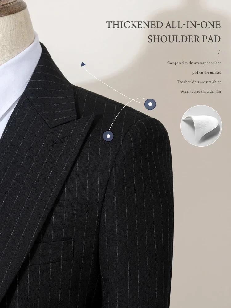 Costume trois pièces rayé ST Cassy pour homme, coupe slim, luxueux et élégant, costume d'affaires po