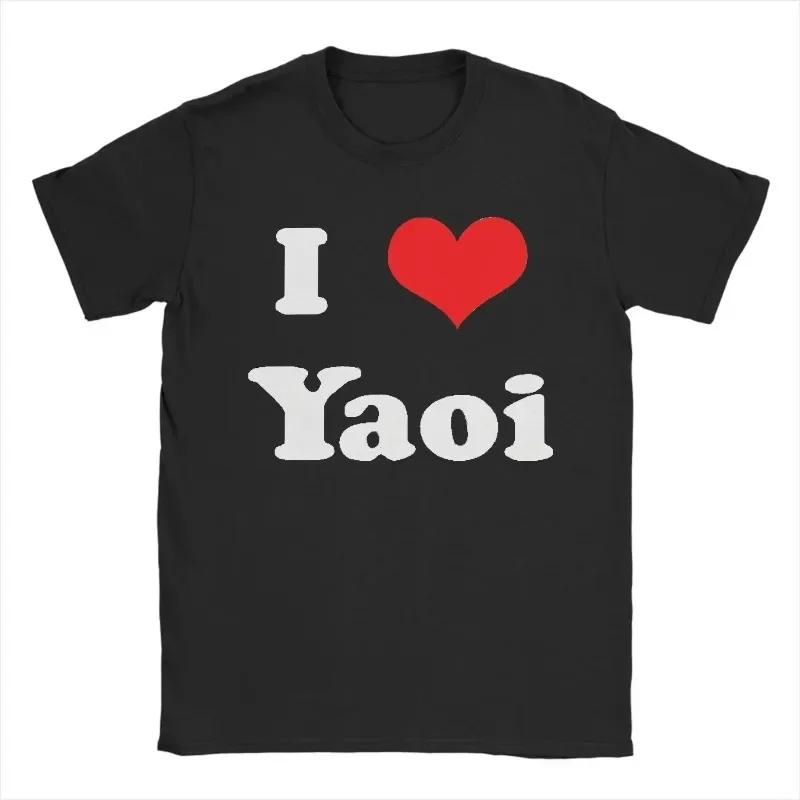 T-shirt drôle « I Love Yaoi » à col rond, décontracté, à manches courtes, streetwear, cadeau d'anniv