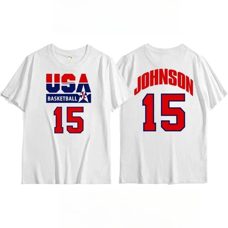 T-shirt d'entraînement de l'équipe de basket-ball américaine pour hommes, vêtements de sport rétro d