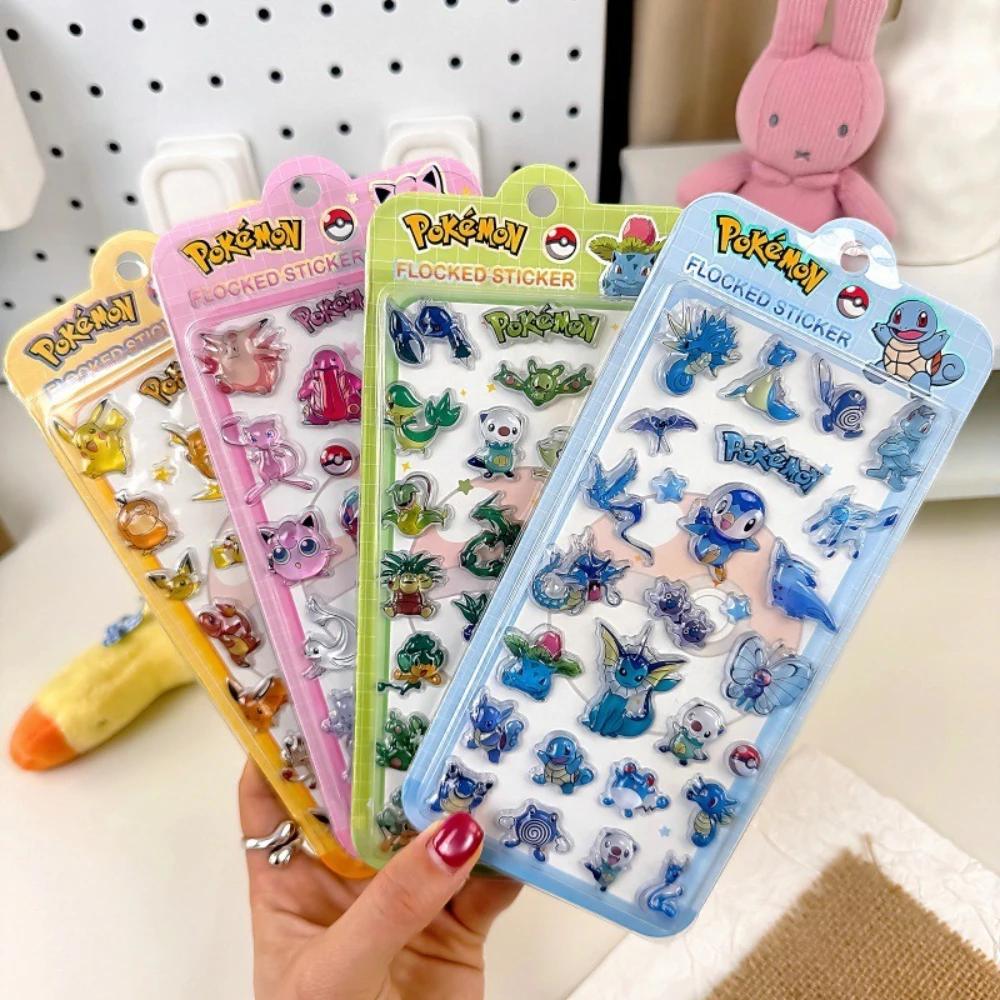 Autocollants 3D en résine Anime Pokemon mignons, autocollants en gelée Pikachu Kawaii, autocollants