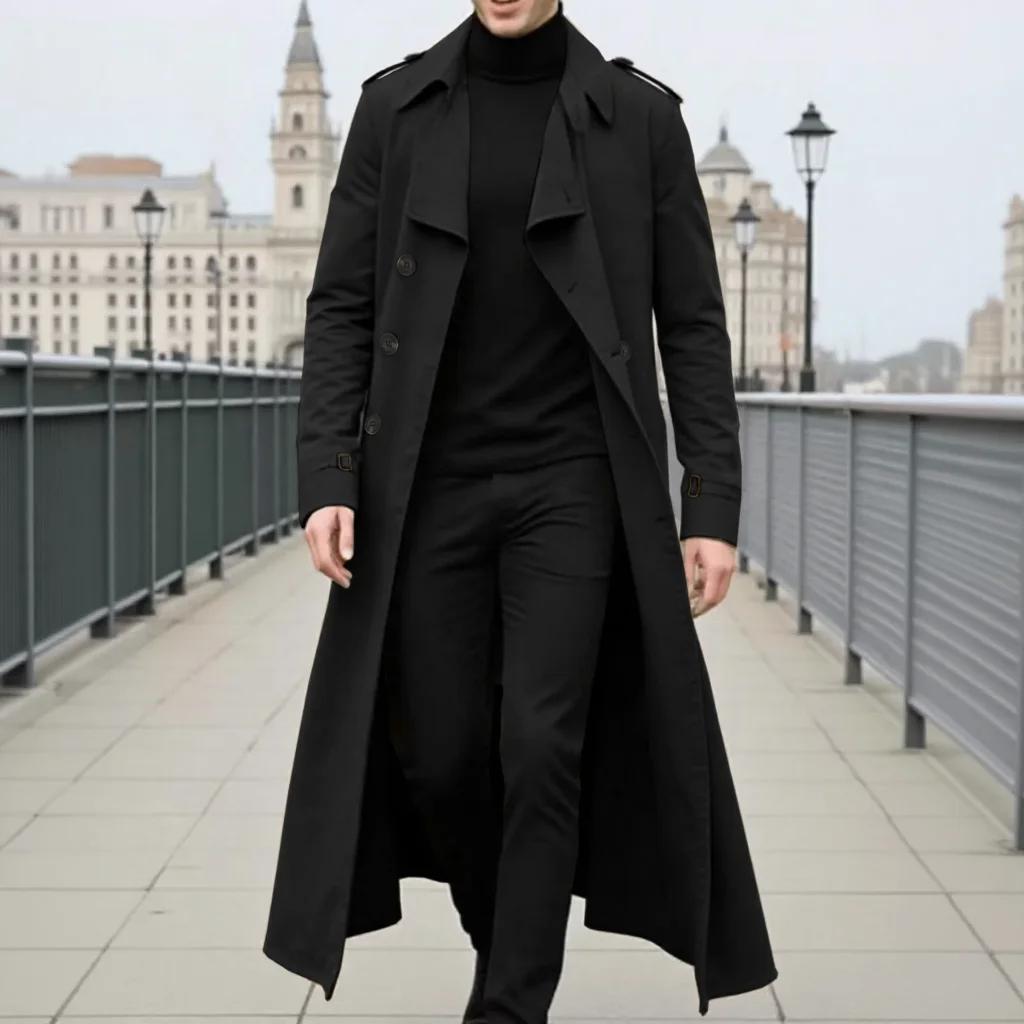 Veste coupe-vent longue polyvalente pour hommes: Trench-Coat léger printemps-automne pour Streetwear
