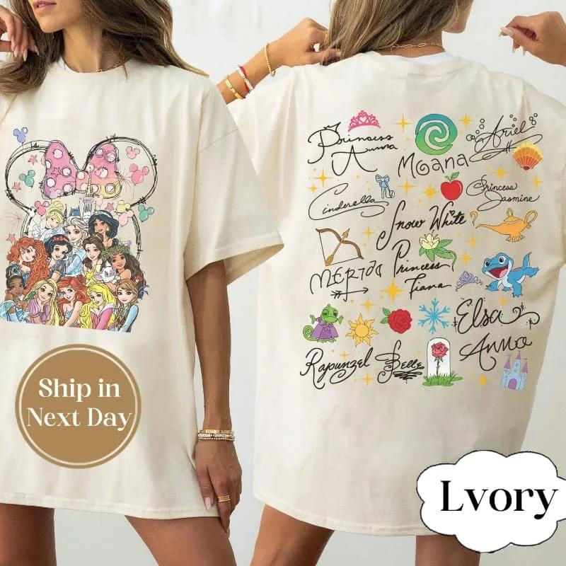 T-shirt de voyage pour enfants Disney Family, motif signature princesse, aquarelle du château magiqu