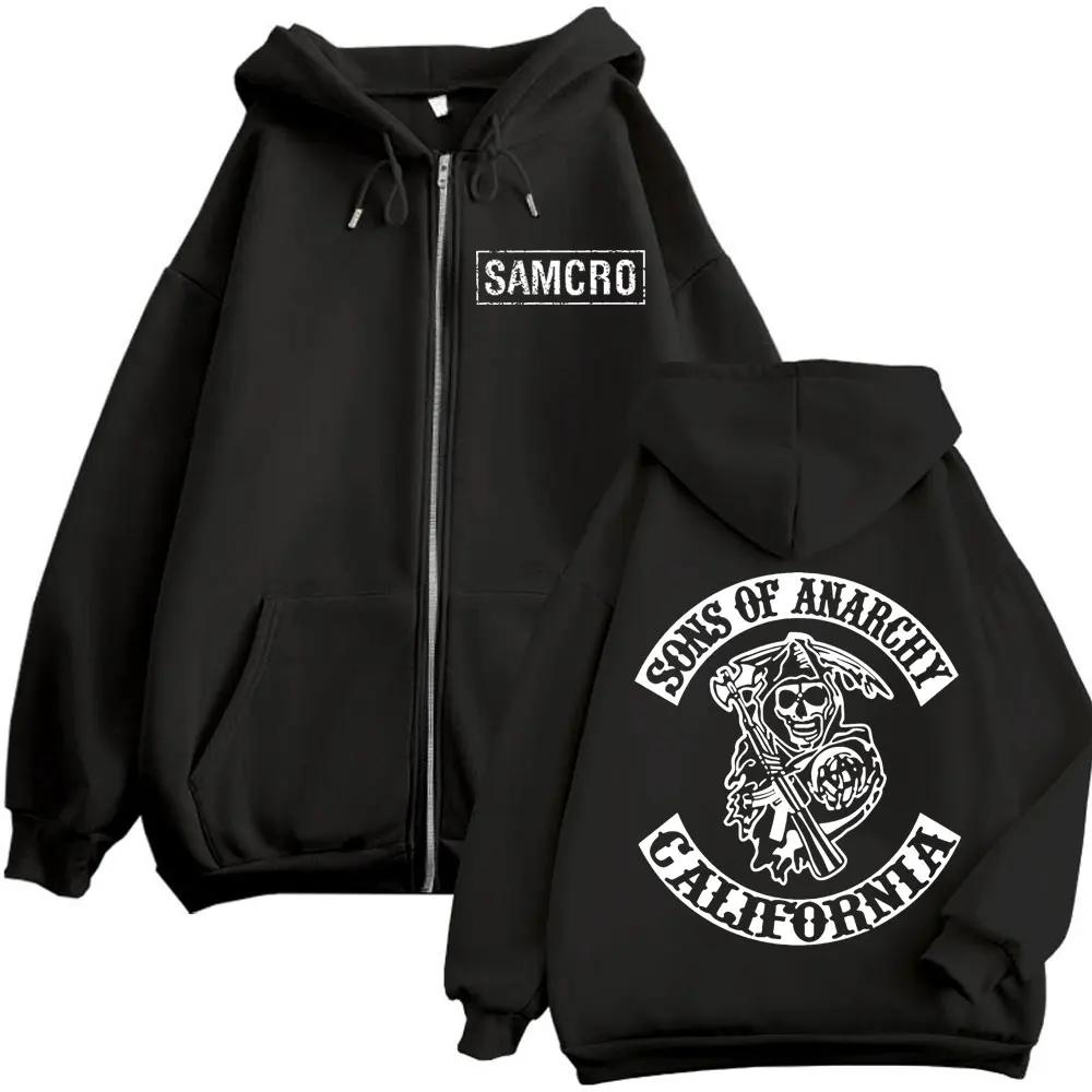 Sons of Anarchy – sweat à capuche avec fermeture éclair imprimée Double face pour hommes et femmes,